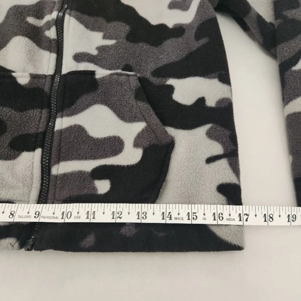 Eddie Bauer Fleece‎ Jacket Kids Size M 10/12 Grey Camo Outdoor Full-Zip Warm - Picture 6 of 8